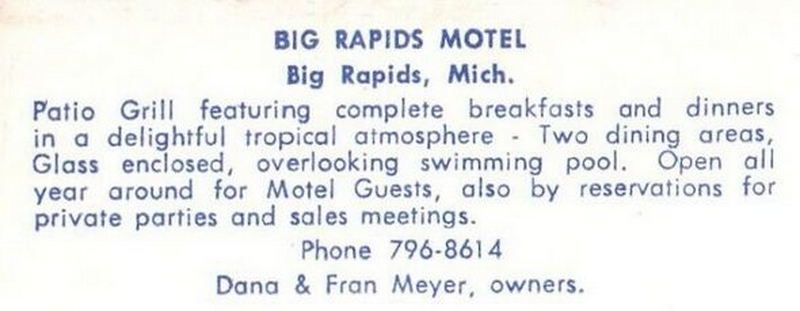 Big Rapids Motel - Vintage Postcard